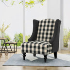 Poltrona Club "High-Back Wingback" da 28" con gambe in legno di betulla e seduta imbottita