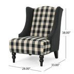 Poltrona Club "High-Back Wingback" da 28" con gambe in legno di betulla e seduta imbottita