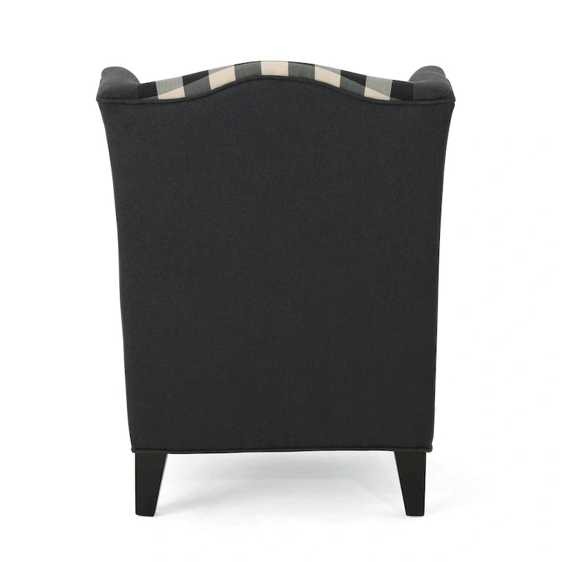 Poltrona Club "High-Back Wingback" da 28" con gambe in legno di betulla e seduta imbottita