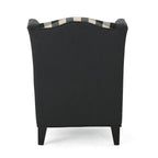 Poltrona Club "High-Back Wingback" da 28" con gambe in legno di betulla e seduta imbottita