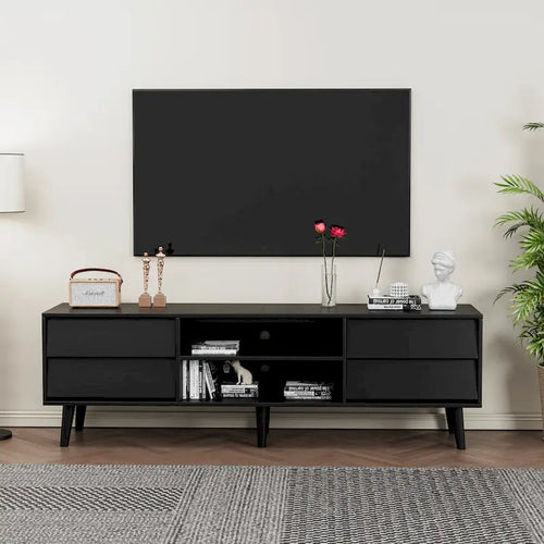 63 Vintage TV Stand with Shelves & Drawers for 60 TVs