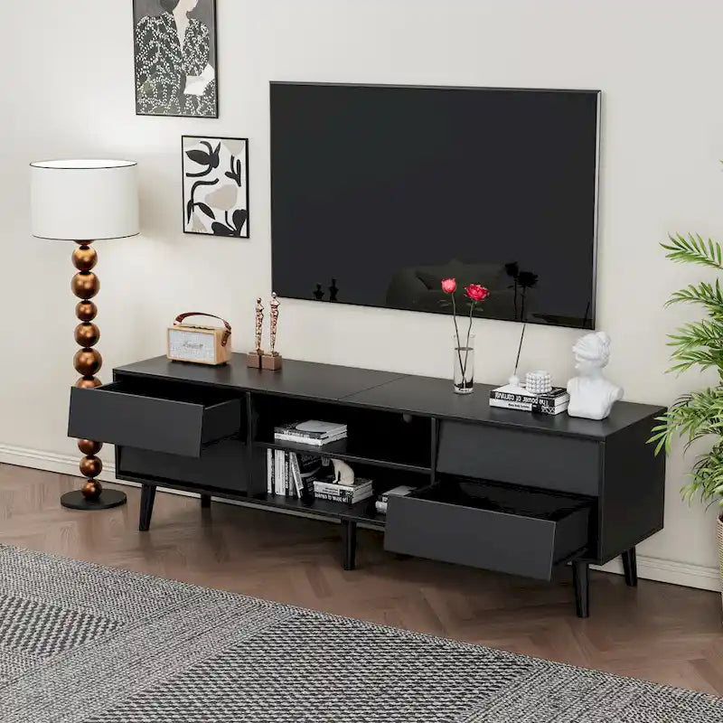 Mobile TV Vintage da 63" con Scaffali e Cassetti per TV fino a 60"