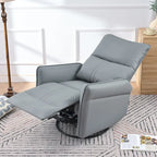 Poltrona reclinabile girevole a 360° con funzione dondolo in similpelle PU blu-grigio e tasche laterali