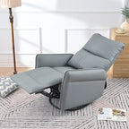 Poltrona reclinabile girevole a 360° con funzione dondolo in similpelle PU blu-grigio e tasche laterali