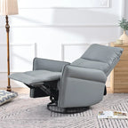 Poltrona reclinabile girevole a 360° con funzione dondolo in similpelle PU blu-grigio e tasche laterali
