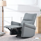 Poltrona reclinabile girevole a 360° con funzione dondolo in similpelle PU blu-grigio e tasche laterali