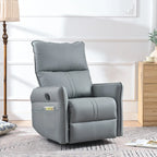 Poltrona reclinabile girevole a 360° con funzione dondolo in similpelle PU blu-grigio e tasche laterali
