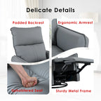 Poltrona reclinabile girevole a 360° con funzione dondolo in similpelle PU blu-grigio e tasche laterali