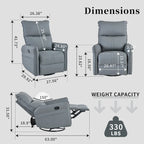 Poltrona reclinabile girevole a 360° con funzione dondolo in similpelle PU blu-grigio e tasche laterali