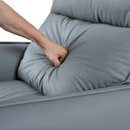 Poltrona reclinabile girevole a 360° con funzione dondolo in similpelle PU blu-grigio e tasche laterali
