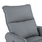Poltrona reclinabile girevole a 360° con funzione dondolo in similpelle PU blu-grigio e tasche laterali