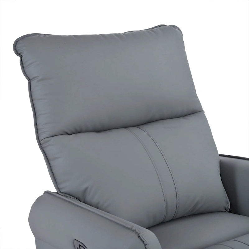 Poltrona reclinabile girevole a 360° con funzione dondolo in similpelle PU blu-grigio e tasche laterali