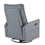Poltrona reclinabile girevole a 360° con funzione dondolo in similpelle PU blu-grigio e tasche laterali
