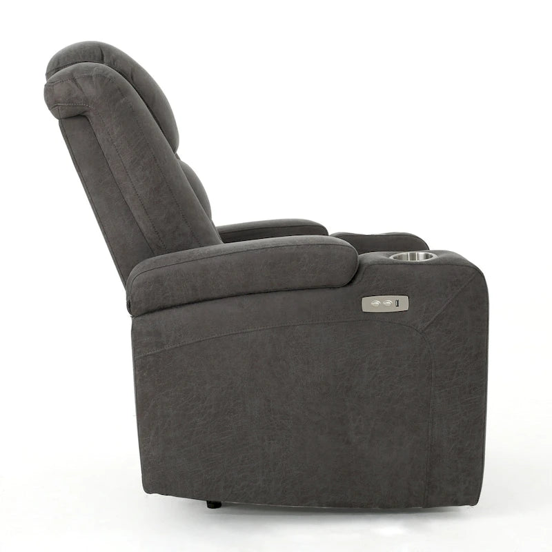 Poltrona Reclinabile Elettrica Larga 84 cm con Braccioli Contenitori, Portabicchieri e Porta USB