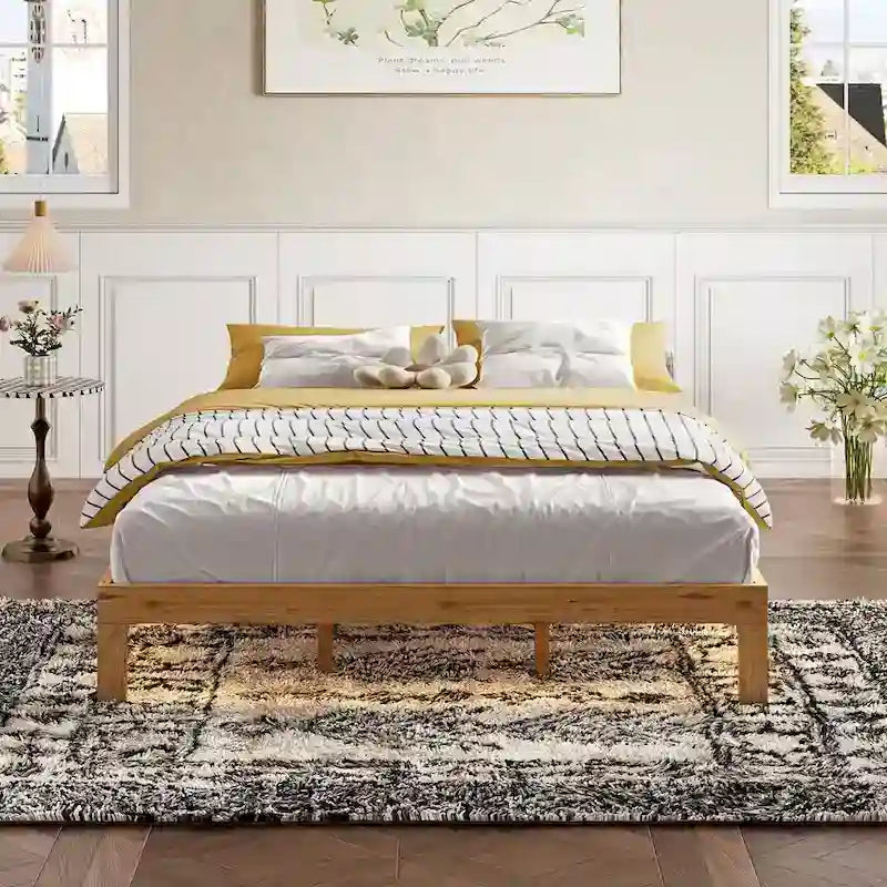 Letto a piattaforma in legno Queen Size con supporto a doghe