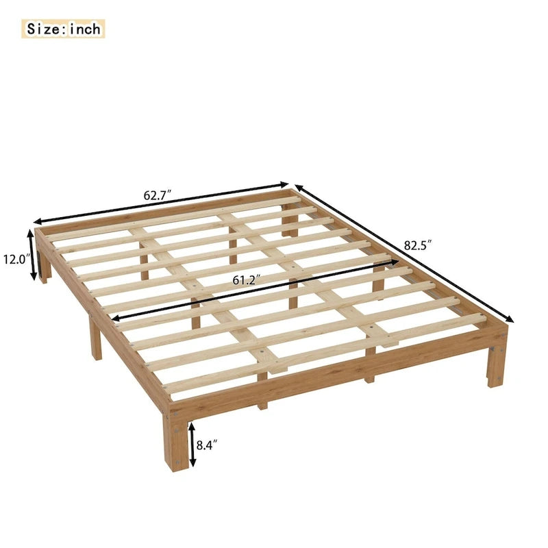 Letto a piattaforma in legno Queen Size con supporto a doghe