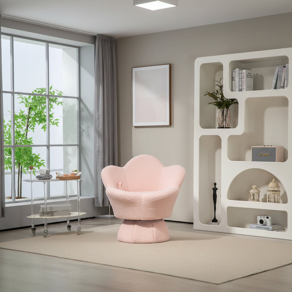 360 Swivel Modern Armchair Salon Chair TV Chair with Plush Cushioning for Living Room Bedroom or Office
