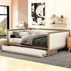 Letto a giorno imbottito Full Size con letto estraibile e decorazione con borchie