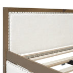 Letto a giorno imbottito Full Size con letto estraibile e decorazione con borchie