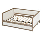 Letto a giorno imbottito Full Size con letto estraibile e decorazione con borchie