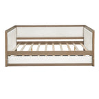 Letto a giorno imbottito Full Size con letto estraibile e decorazione con borchie