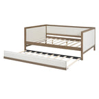 Letto a giorno imbottito Full Size con letto estraibile e decorazione con borchie