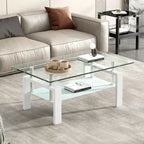 2-Layers Tempered Glass Coffee Table - 23.62 x 39.37 x 17.32