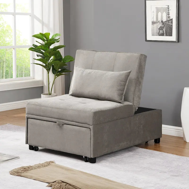 Poltrona Letto Pieghevole 4 in 1 per Futon Singolo, Divano Letto Regolabile – 39.9 x 26.8"