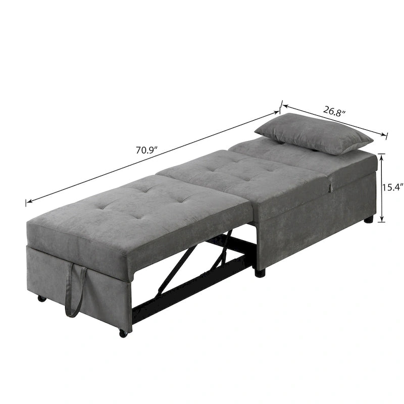 Poltrona Letto Pieghevole 4 in 1 per Futon Singolo, Divano Letto Regolabile – 39.9 x 26.8"