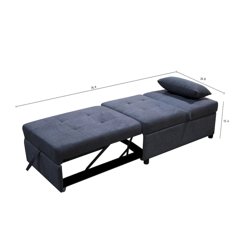 Poltrona Letto Pieghevole 4 in 1 per Futon Singolo, Divano Letto Regolabile – 39.9 x 26.8"