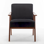 Poltrona d'Appoggio Mid-Century in Velluto Larga 26,37" con Struttura in Legno Espresso