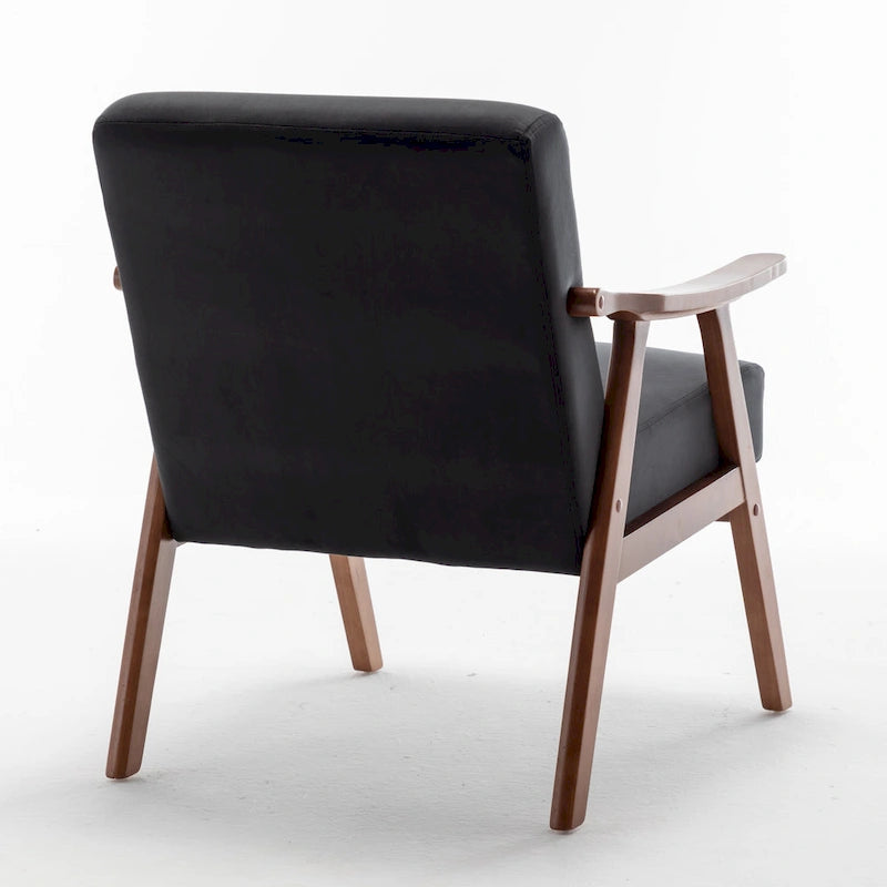 Poltrona d'Appoggio Mid-Century in Velluto Larga 26,37" con Struttura in Legno Espresso