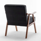 Poltrona d'Appoggio Mid-Century in Velluto Larga 26,37" con Struttura in Legno Espresso