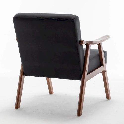 Poltrona d'Appoggio Mid-Century in Velluto Larga 26,37" con Struttura in Legno Espresso