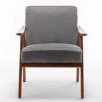 Poltrona d'Appoggio Mid-Century in Velluto Larga 26,37" con Struttura in Legno Espresso