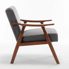 Poltrona d'Appoggio Mid-Century in Velluto Larga 26,37" con Struttura in Legno Espresso