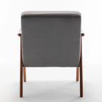 Poltrona d'Appoggio Mid-Century in Velluto Larga 26,37" con Struttura in Legno Espresso