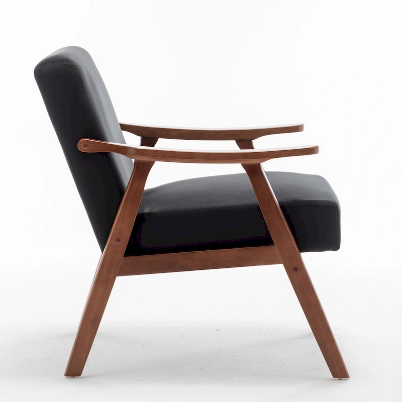 Poltrona d'Appoggio Mid-Century in Velluto Larga 26,37" con Struttura in Legno Espresso