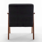 Poltrona d'Appoggio Mid-Century in Velluto Larga 26,37" con Struttura in Legno Espresso