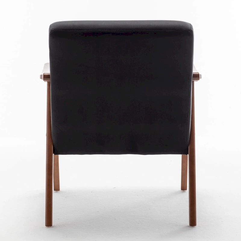 Poltrona d'Appoggio Mid-Century in Velluto Larga 26,37" con Struttura in Legno Espresso