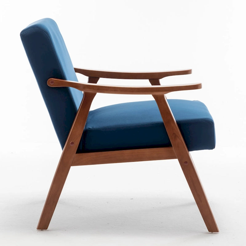 Poltrona d'Appoggio Mid-Century in Velluto Larga 26,37" con Struttura in Legno Espresso