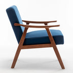 Poltrona d'Appoggio Mid-Century in Velluto Larga 26,37" con Struttura in Legno Espresso