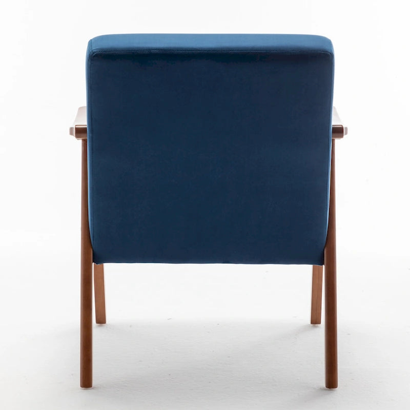 Poltrona d'Appoggio Mid-Century in Velluto Larga 26,37" con Struttura in Legno Espresso