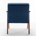 Poltrona d'Appoggio Mid-Century in Velluto Larga 26,37" con Struttura in Legno Espresso