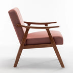 Poltrona d'Appoggio Mid-Century in Velluto Larga 26,37" con Struttura in Legno Espresso