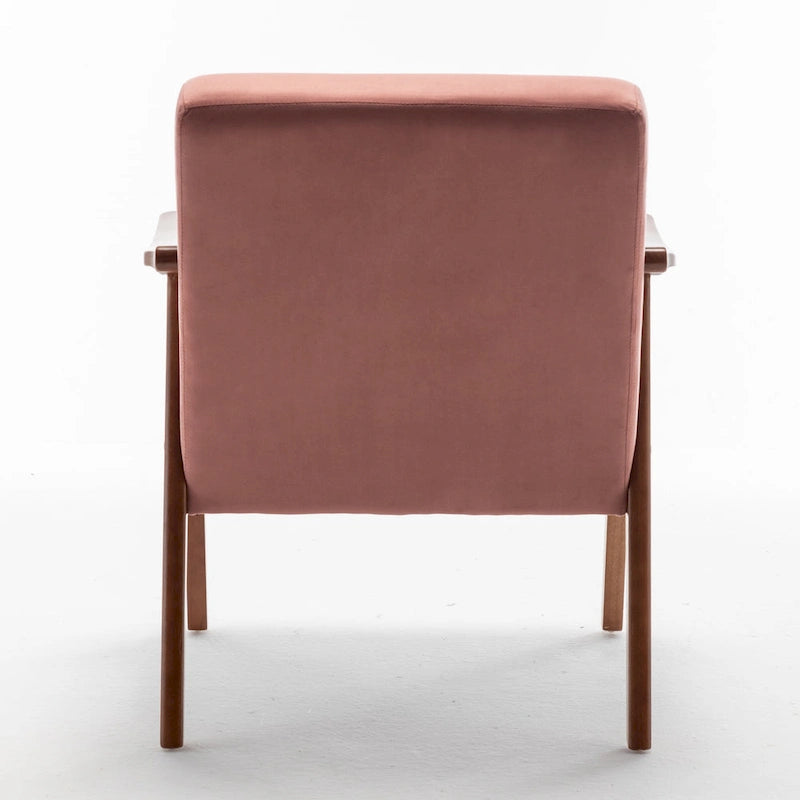 Poltrona d'Appoggio Mid-Century in Velluto Larga 26,37" con Struttura in Legno Espresso