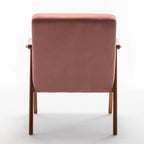 Poltrona d'Appoggio Mid-Century in Velluto Larga 26,37" con Struttura in Legno Espresso
