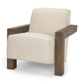 Poltrona in tessuto beige Sovereign con struttura in legno massello marrone scuro