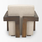 Poltrona in tessuto beige Sovereign con struttura in legno massello marrone scuro