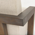Poltrona in tessuto beige Sovereign con struttura in legno massello marrone scuro